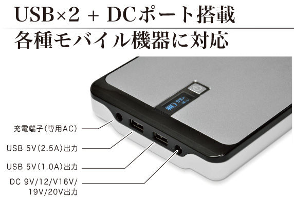 USB+DCポート搭載