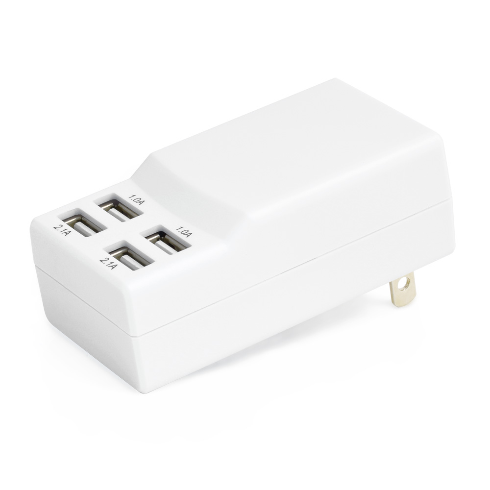 USB充電器 4ポート搭載、合計出力最大4.2Aまで対応［USB充電器 4ポート 4.2A］