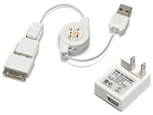 三位一体 USBケーブル ホワイト USB ACアダプター ホワイト セット