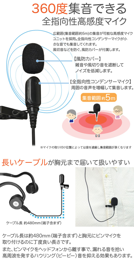 USB充電式 骨伝導集音器 福耳骨伝 響 - ひびき -