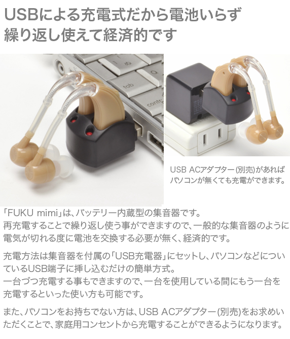 USB充電式 集音器 FUKU MIMI version2〜福耳〜v2
