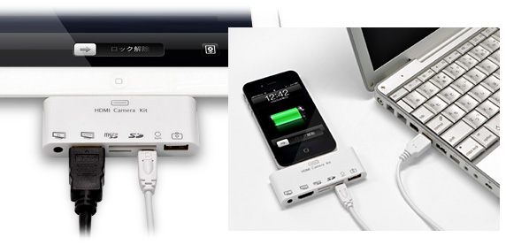 iPad/iPhone用 HDMI＆AV＆カードリーダー 完全アダプター