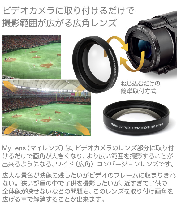 JTT Online Shop『My Lens ～マイレンズ～ 薄型 0.7倍 ワイドコンバージョンレンズ 52mm/55mm/58mm/62mm』