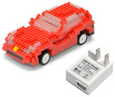 つくラジ!ブロック USB 赤外線 RCカー スポーツ レッド for iPad/iPhone 車ラジコン USB ACアダプター ホワイトセット