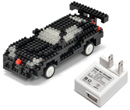 つくラジ!ブロック USB 赤外線 RCカー スポーツ ブラック for iPad/iPhone 車ラジコン USB ACアダプター ホワイトセット