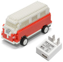 つくラジ!ブロック USB 赤外線 RCカー バン レッド for iPad/iPhone 車ラジコン USB ACアダプター ホワイトセット