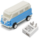 つくラジ!ブロック USB 赤外線 RCカー バン ブルー for iPad/iPhone 車ラジコン USB ACアダプター ホワイトセット