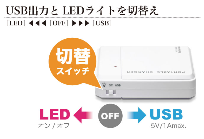 USB出力とLEDライトを切替え