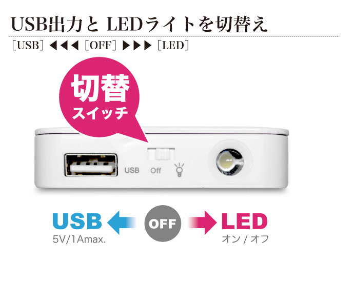 USB出力とLEDライトを切替え