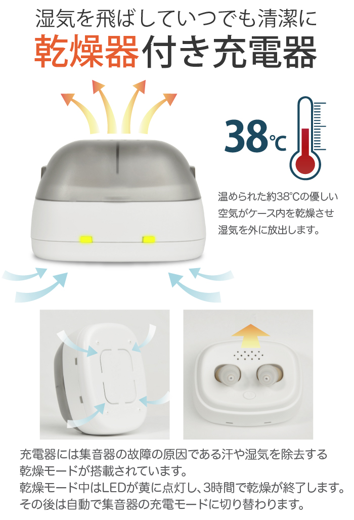 USB充電 耳穴型 集音器 福耳 凛
