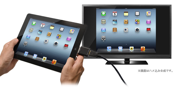 『HDMI AV adapter micro for iPad/iPhone』世界最小最軽量クラスのiPad&iPhone用 HDMI AV出力 マイクロ アダプター