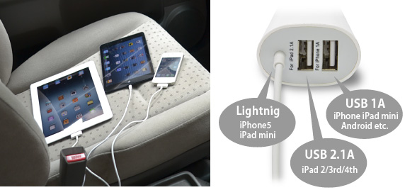 iPadiPhone Ή Lightning+2USB J[`[W[