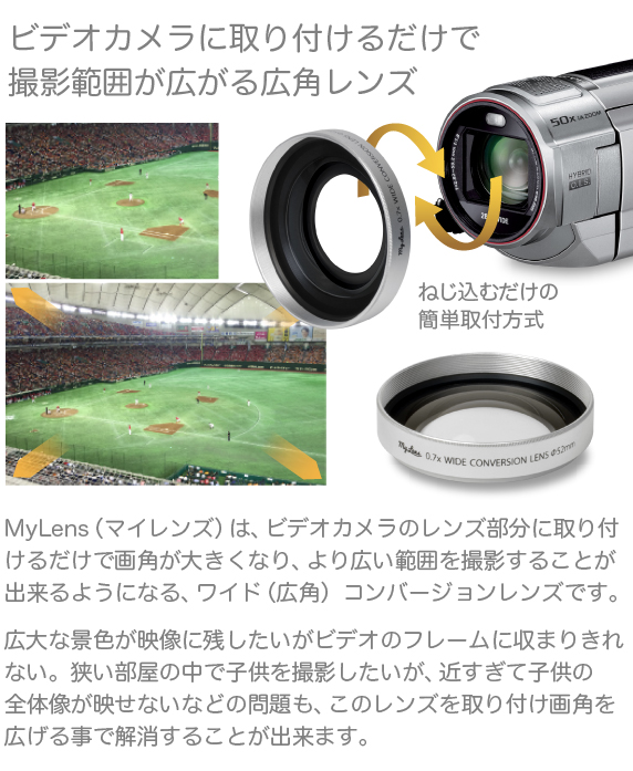 My Lens 薄型 0.7倍 ワイドコンバージョンレンズ 46/49/52mm