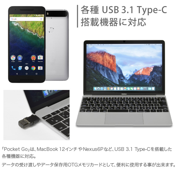 USB 3.1 Type-C microSD J[h[_[ Pocket GO |Pbg S[