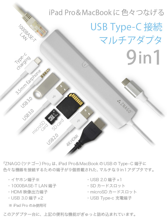 ZNAGO Pro 9 in 1 USB Type-C }` A_v^